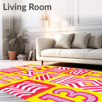 Vibrant Pink Geometric Stripe Collage Rug