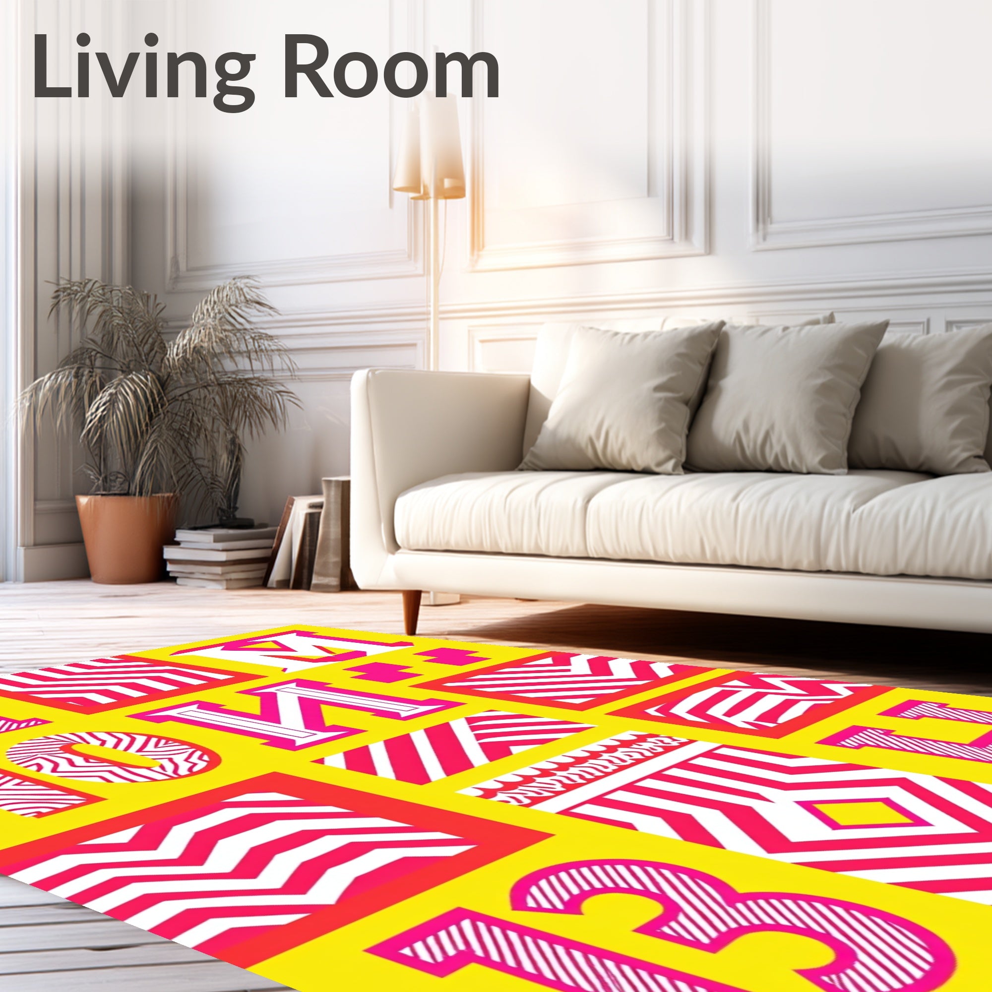 Vibrant Pink Geometric Stripe Collage Rug