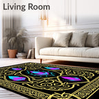 Black Yellow Crystal Floral Abstraction Rug