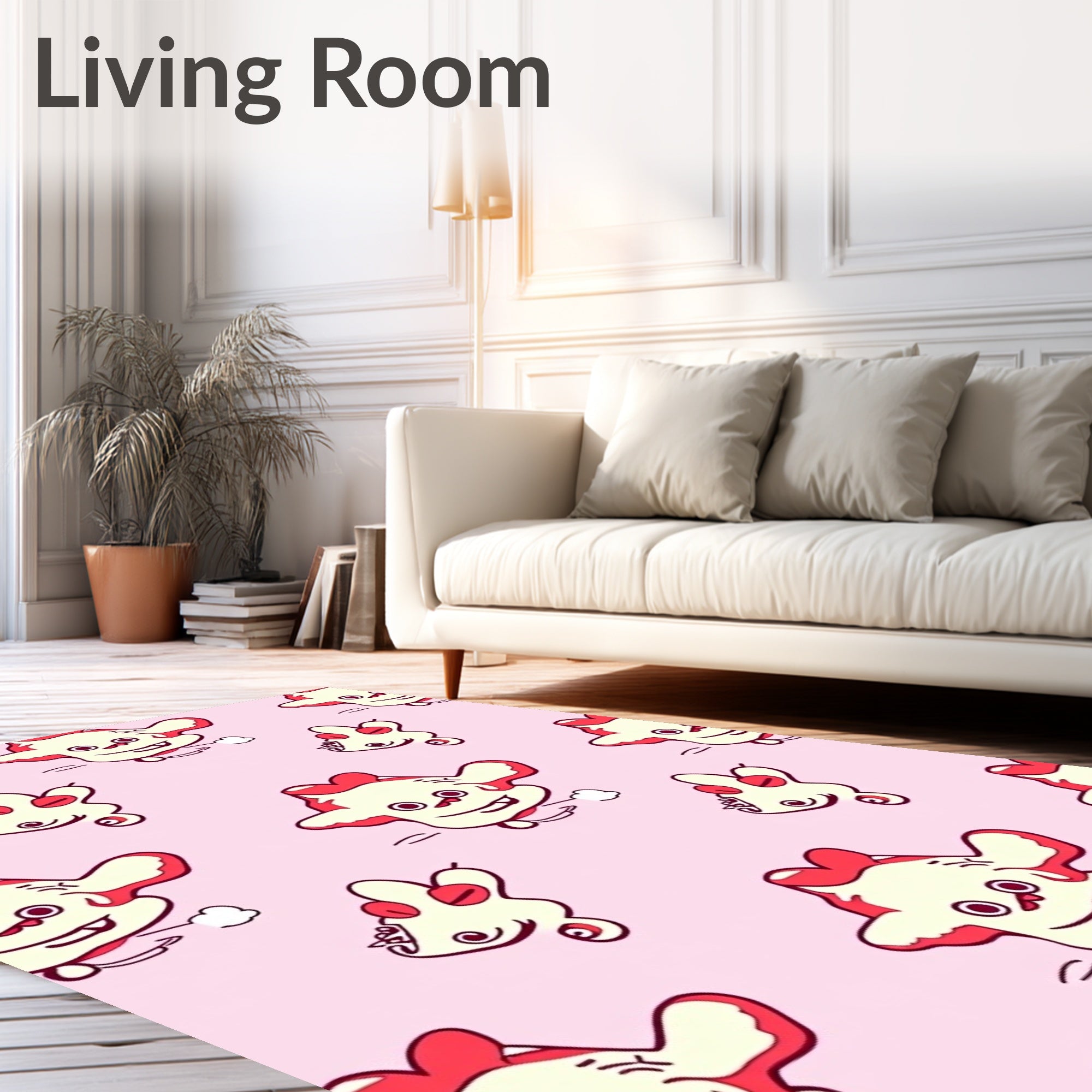 Whimsical Pink Cartoon Monster Repeat Rug