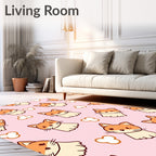 Cute Orange Fox Cub Hearts Rug