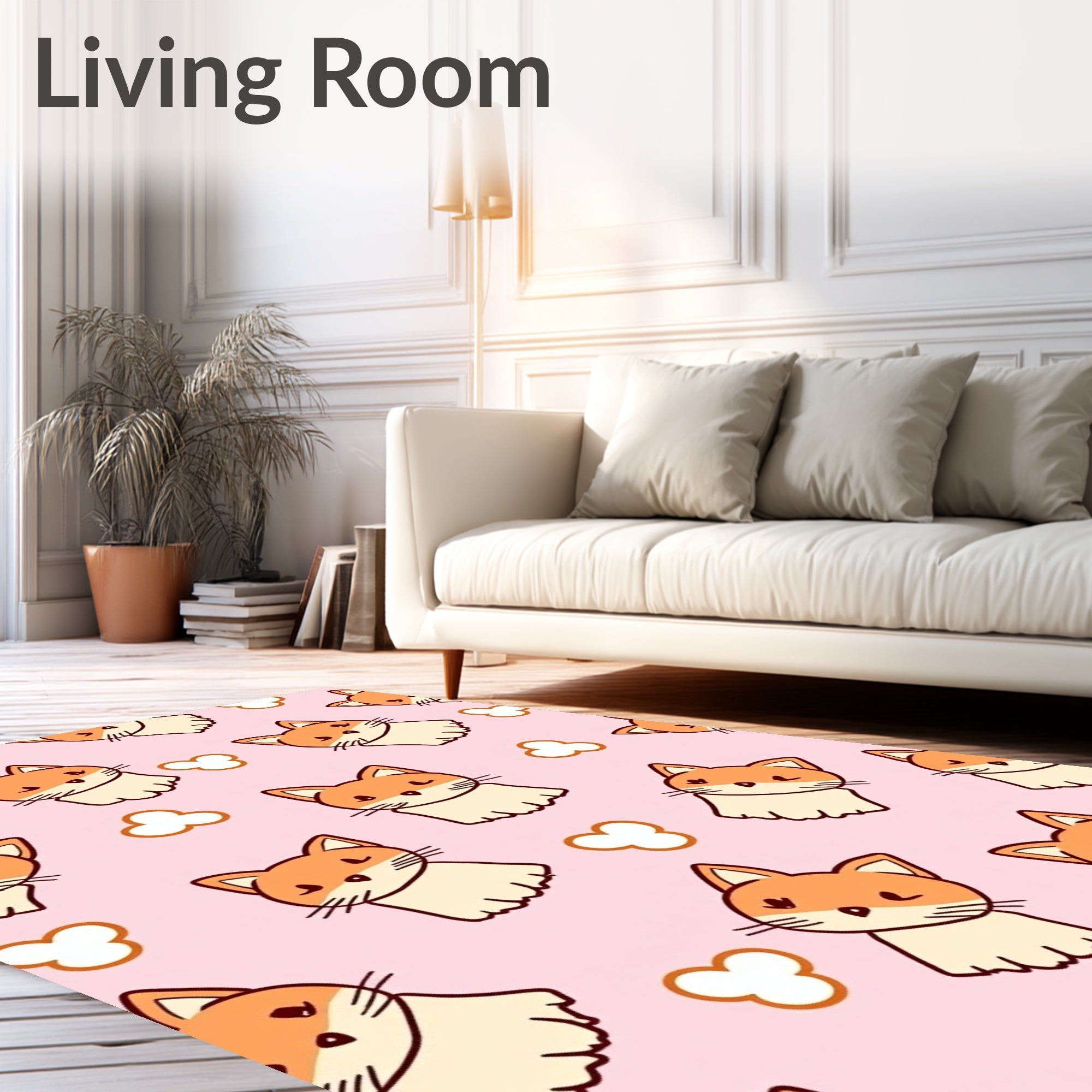 Cute Orange Fox Cub Hearts Rug