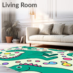 Whimsical Green Dinosaur Confetti Playground Rug