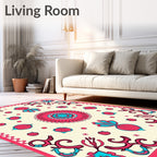 Vibrant Floral Medallion Cream Rug