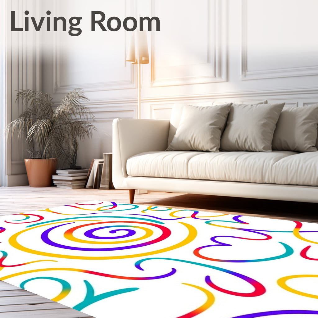 Abstract Rainbow Swirl Garland Rug