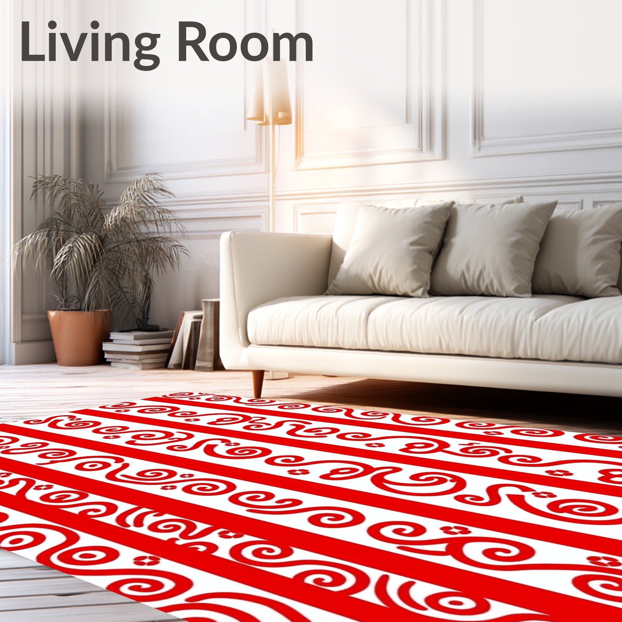 Crimson Swirl Stripes Rug