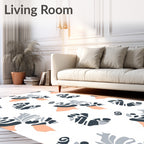 Modern Floral Abstract Peach Gray Rug