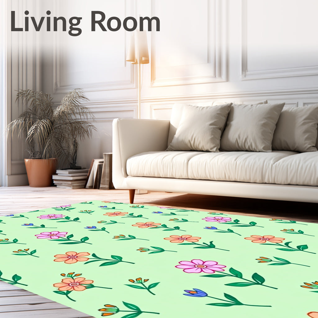 Whimsical Pastel Floral Meadow Rug
