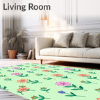 Whimsical Pastel Floral Meadow Rug