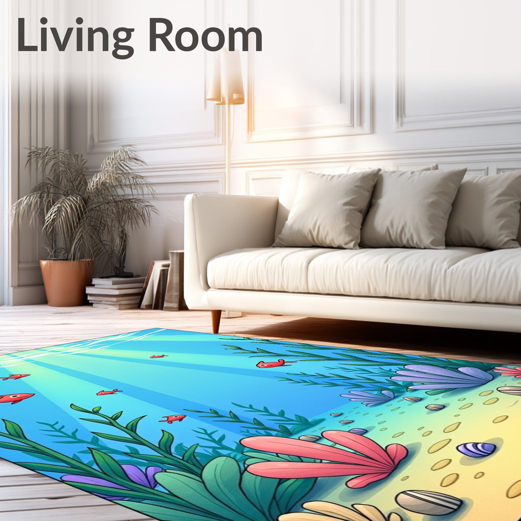 Underwater Ocean Life Coral Fish Rug