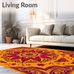 Vibrant Crimson Floral Sunburst Rug