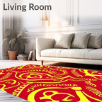 Red Yellow Abstract Organic Swirl Rug