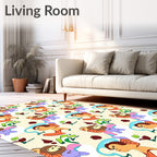 Playful Cartoon Figures In Soft Colors Rug