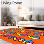 Bold Colorful Number Grid Rug