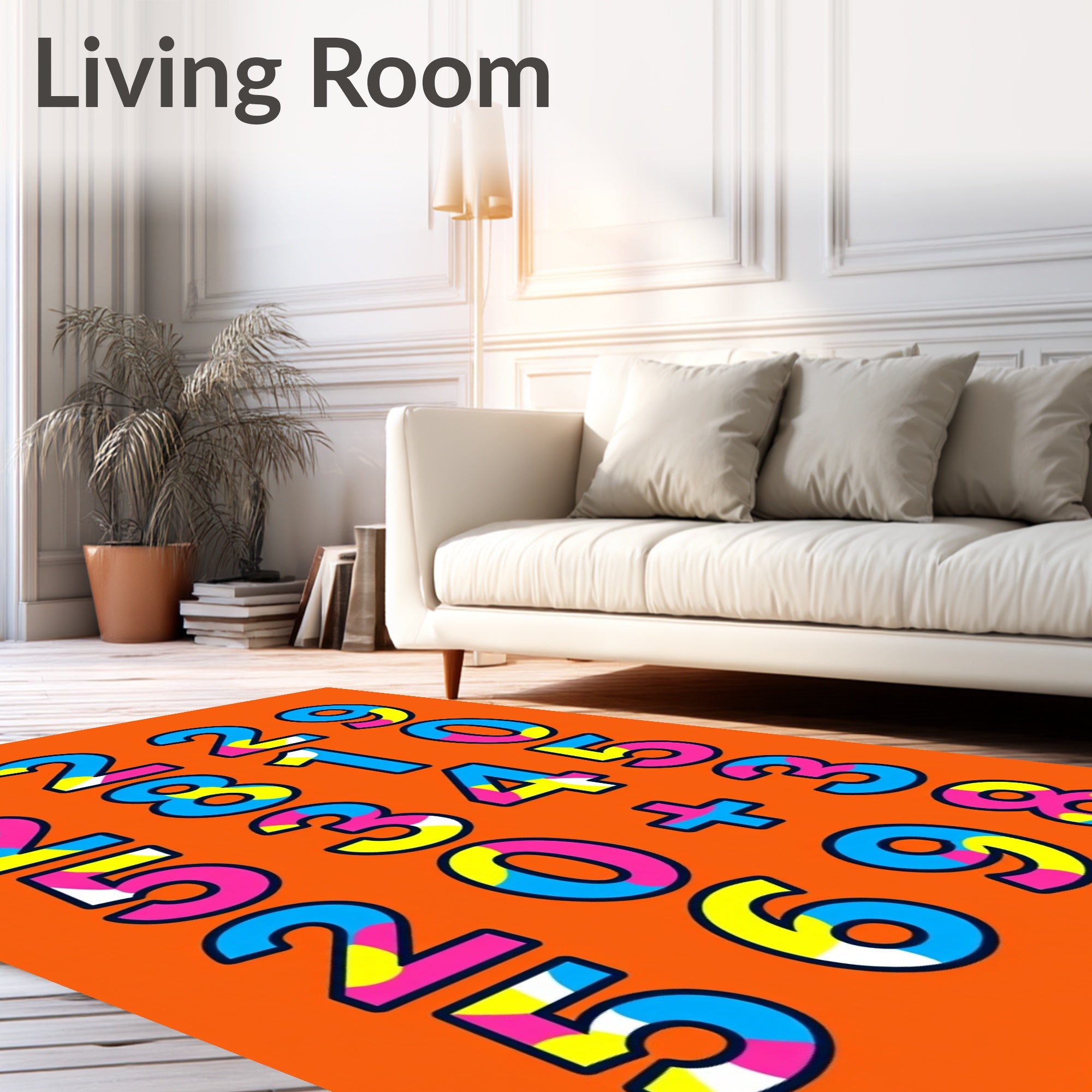 Bold Colorful Number Grid Rug