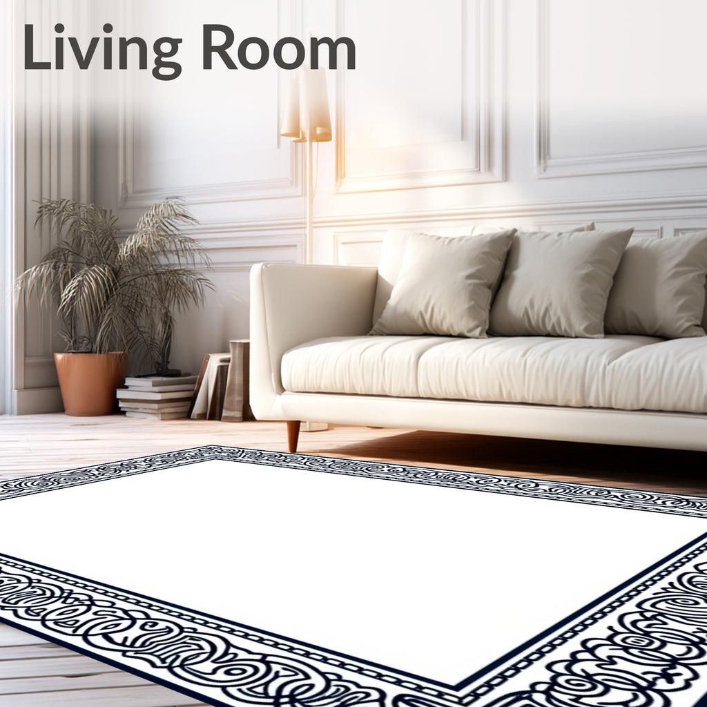 Dark Blue Intricate Celtic Knot Border Rug