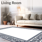 Dark Blue Intricate Celtic Knot Border Rug