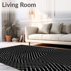 Monochromatic Abstract Interlocking Lines Rug