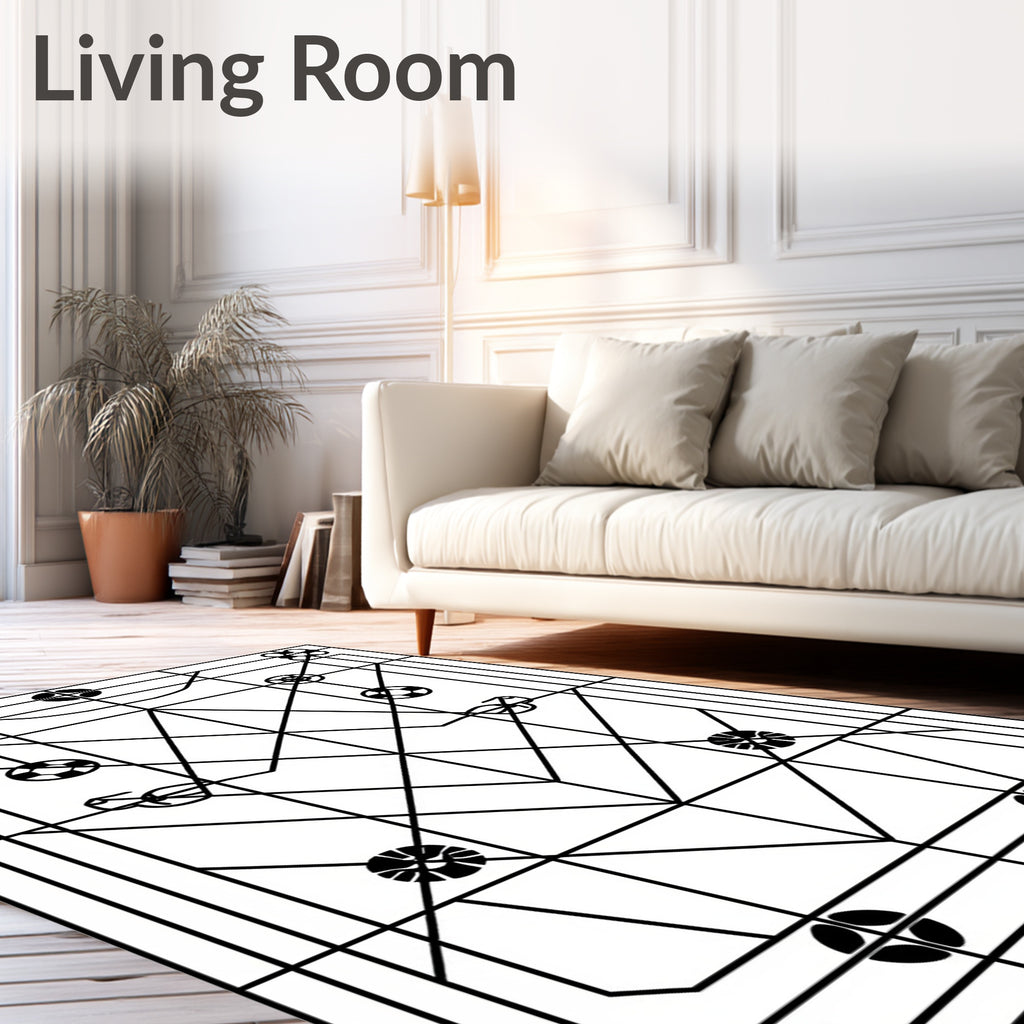 Geometric Black White Soccer Ball Rug
