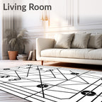 Geometric Black White Soccer Ball Rug