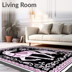 Pink Horse Floral Heart Border Rug