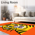 Playful Orange Tiger Face Rug