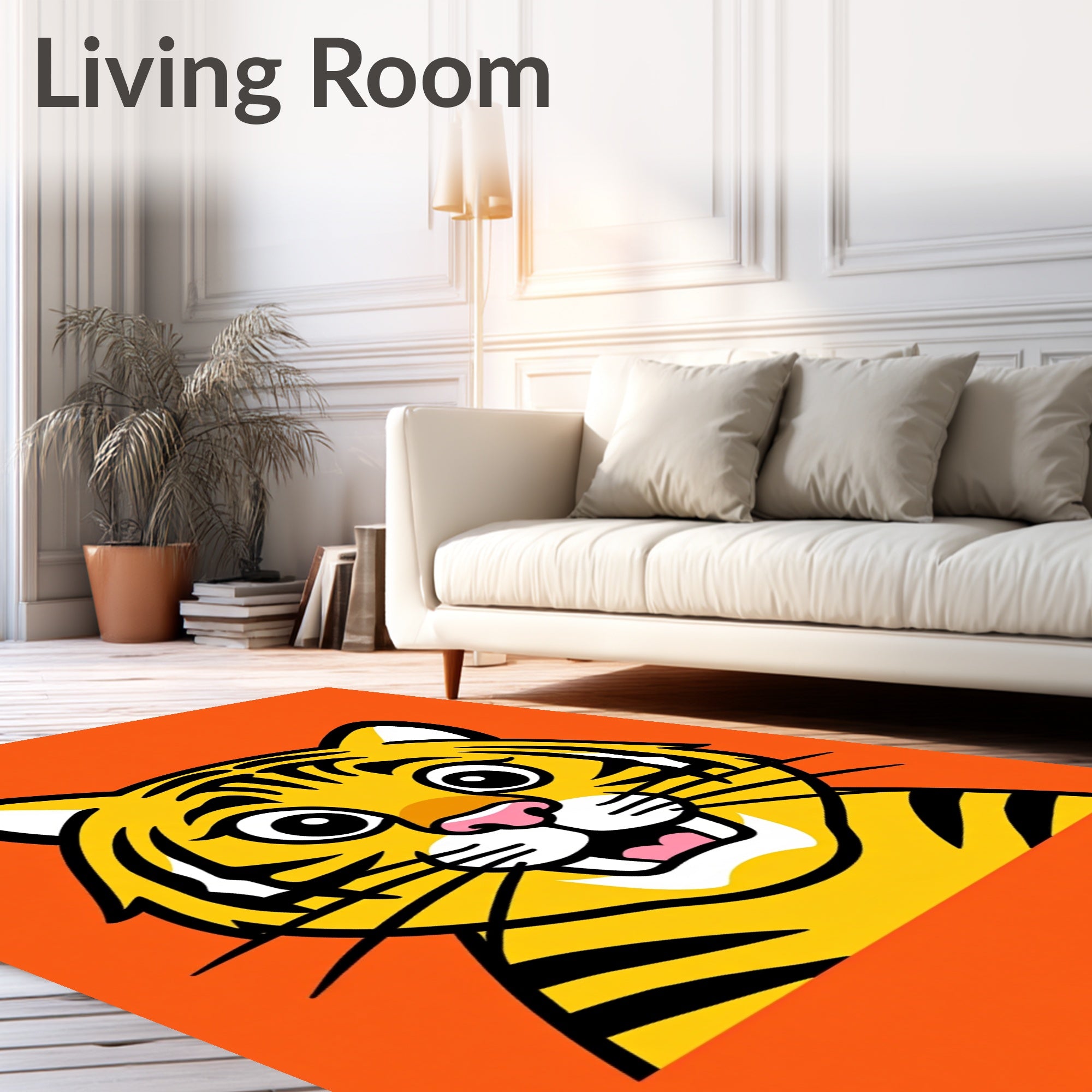 Playful Orange Tiger Face Rug