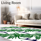 Emerald Green Feathery Leaf Vines Rug