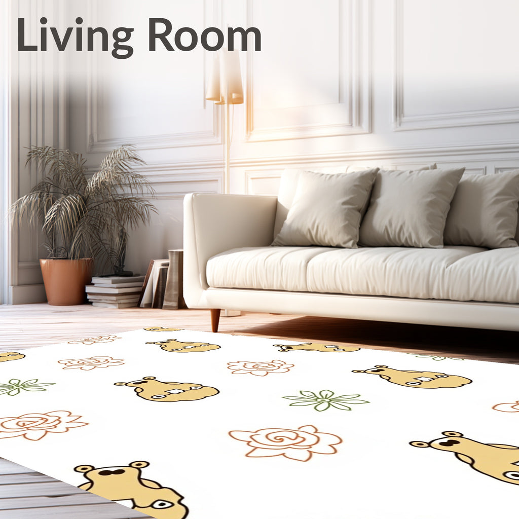 Tan Grotesque Floral Scatter Rug
