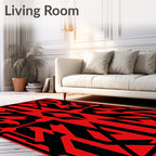 Bold Red Geometric Abstract Fragment Rug