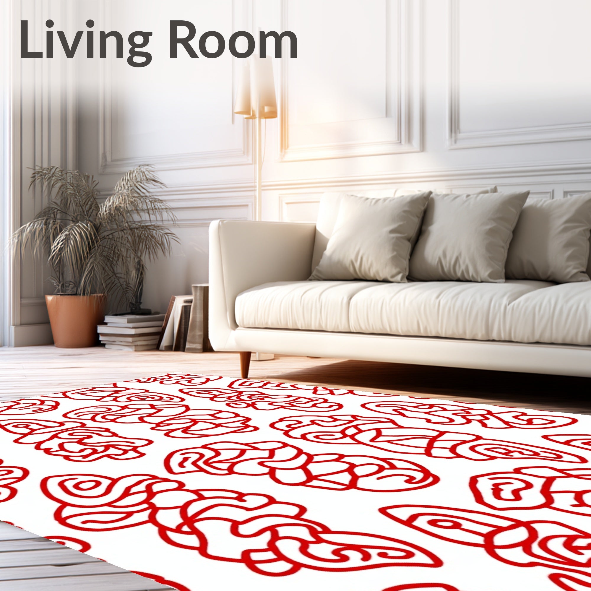 Crimson Labyrinthine Swirls Rug