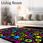 Vibrant Neon Alphabet Numbers Collage Rug
