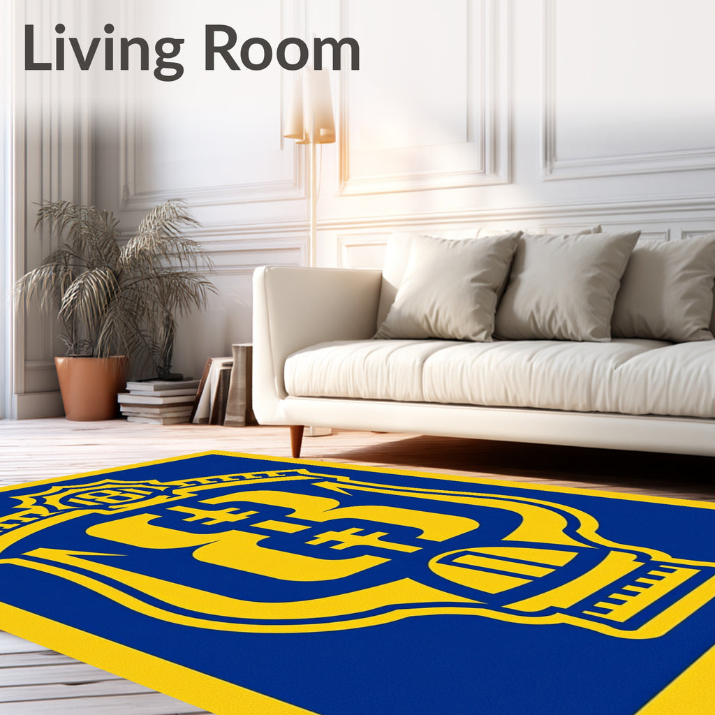 Royal Blue Yellow Emblem Rug