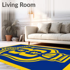 Royal Blue Yellow Emblem Rug