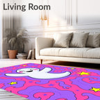 Whimsical Ghost Stars Pink Purple Vibe Rug