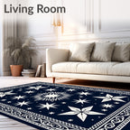 Navy White Celestial Starburst Rug