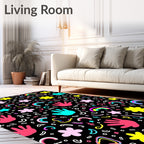 Vibrant Rainbow Hand Star Flowers Rug