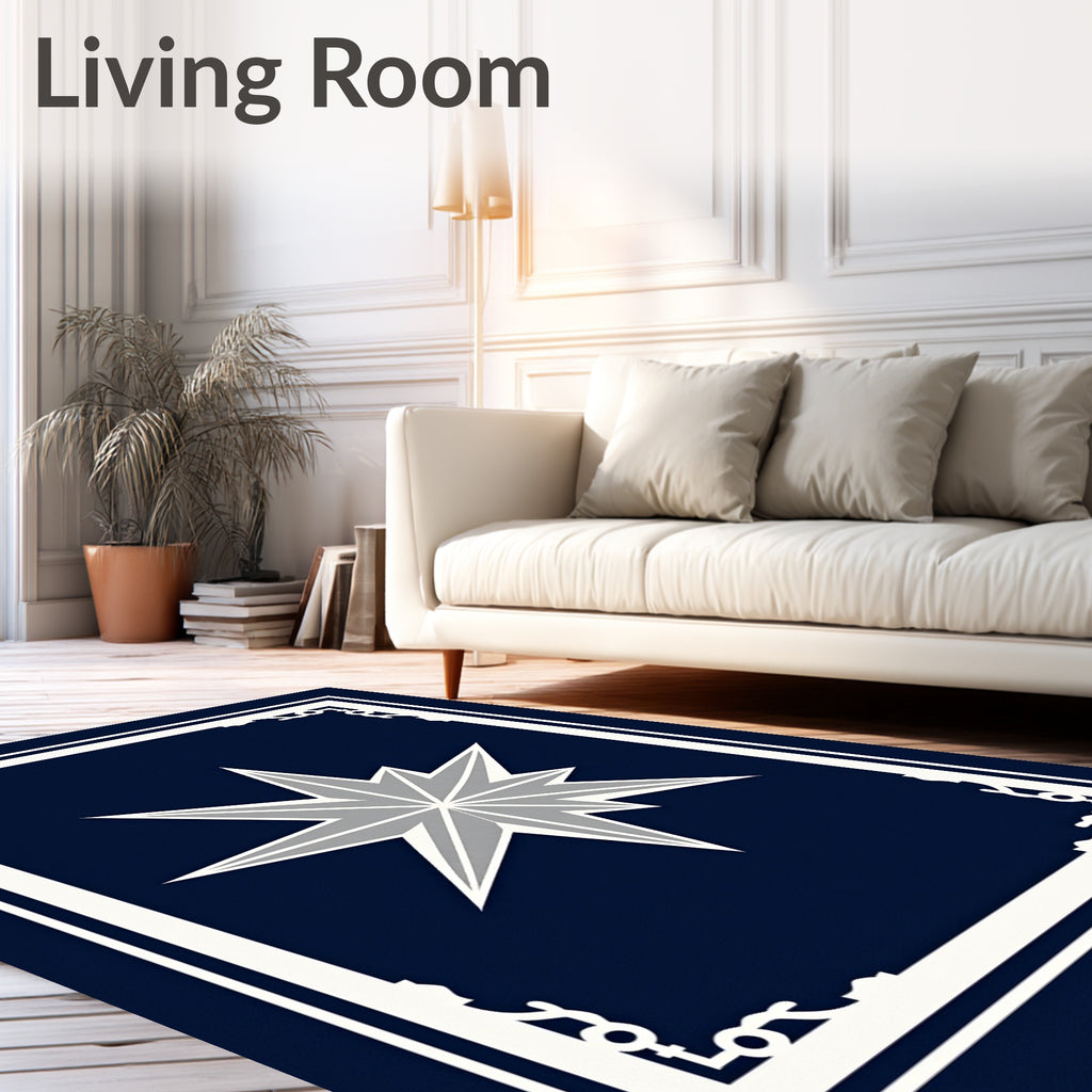 Deep Blue Starburst Geometric Elegance Rug