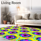 Vibrant Yellow Pink Blue Abstract Forms Rug