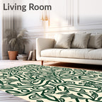 Deep Green Art Nouveau Botanical Vines Rug