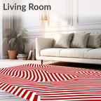 Bold Red White Zigzag Maze Rug