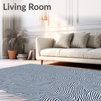 Dark Blue Organic Line Swirl Rug