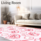 Pink Whimsical Cartoon Faces Rug