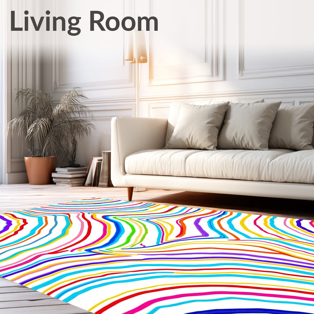 Colorful Wavy Abstract Lines Rug