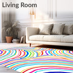 Colorful Wavy Abstract Lines Rug