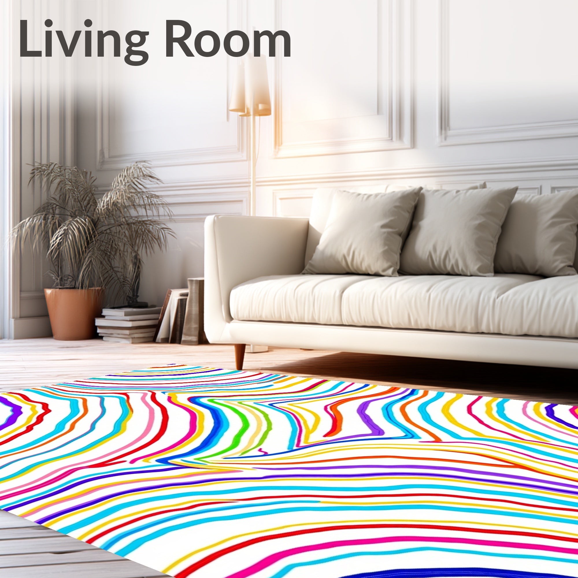 Colorful Wavy Abstract Lines Rug