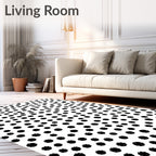Black White Scattered Floral Accents Rug