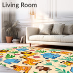 Safari Jungle Animals Tropical Leaves Rug