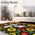 Playful White Puppies Sunflower Garden Rug
