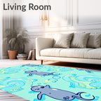 Cute Grey Seals Playful Bubbles Rug